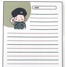 육군/해군 편지지 100장 편지 군인 군대 편지지 뜯어쓰는 편지, 육군 편지지 100장