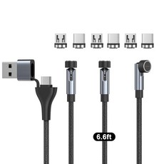 N. NETDOT 마그네틱 충전 케이블 6in1 Gen12 (6.5피트/3팩 블랙) 18W 고속 휴대폰 충전기 USB-A 및 USB-C USB-C 마이크로 USB용 375, N. NETDOT 마그네틱 충전 케이블, 6in1 Ge