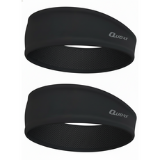 쿼크스 러닝 땀흡수 스포츠 헤어밴드, 블랙, 2개