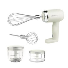 NICONICO 無線手持攪拌料理機 NI-CM1015，無線設計，輕巧易握，多功能用途, 淡雅白