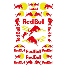 레드불 스티커 데칼스티커 오토바이스티커 튜닝스티커, 1세트, 레드+옐로우