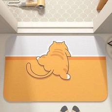 리빙수아 귀여운 빨아쓰는 규조토 발매트 4세대, 브라운냥이
