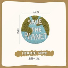 尼泊爾羊毛氈杯墊 拯救地球設計 10x10cm, 拯救地球, 1套