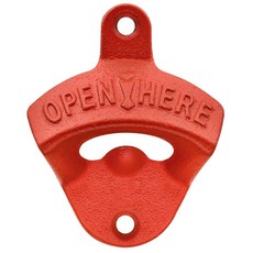 Luwanburg 50피스 병따개 벽 마운트 벌크 맥주 오프너 블랙 주철 나무 보드 포스트 테이블용, 레드, 1