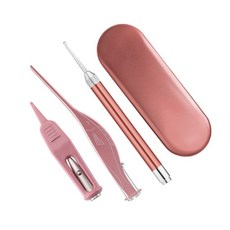 LED 유아 귀이개 핀셋 케이스 세트 아기 귀지제거기, 귀이개+핀셋, 네이비, 1개