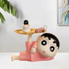 짱구 트레이 악세사리 수납함 차키보관 인테리어 소품, 핑크