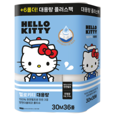 헬로키티 대용량 플러스팩 롤 화장지, 1개, 36롤, 30m