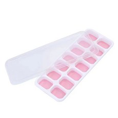 【無品牌】-14格冰格軟底易脫模製冰盒方形硅膠冰格冰塊模具帶蓋子自制冰塊盒, 粉色:無尺寸
