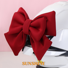 SUNSHINE 오토바이 헬멧 대형 리본 장식 악세사리, 레드