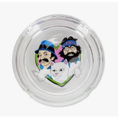 RIPNDIP Cheech & Chong x RIPNDIP 聯名系列玻璃菸灰缸，潮流設計，居家辦公室實用擺飾, CLEAR, 1個
