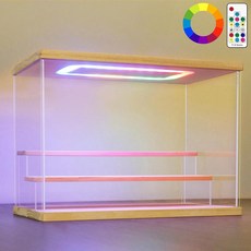 LED 조명이 있는 NONEMEY 투명 아크릴 디스플레이 케이스 스탠드 2/3/4/5/6 티어 보관함 쇼케이스 방진 정리함 4티어 12 4 9 6 10 4인치, wood-colorful light, 3 3Tier 12.4 7 9inch 31.5 18 2
