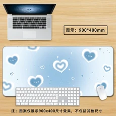 라이트 블루 감성 대형 마우스 패드 - XXL 카와이 데스크 매트 (여성용) 사무실 PC 설치용 미끄럼 방지 키, 03 LockEdge 30X60X2MM, 05 C