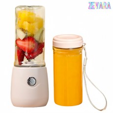 ZEVARA 휴대용 미니믹서기 무선블랜더 USB충전 주스믹서컵 450ml 대용량 다기능유리컵, 핑크-AAA99