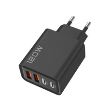 PD 120W 멀티 포트 USB 타입 C 충전기 4 in 1 고속 휴대용 빠른 EUUSUK 플러그 전원 어댑터, 06 Black EU
