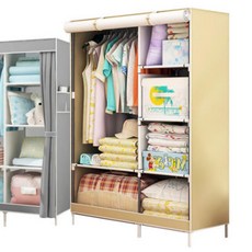 행거수납장 옷장 조립식 패브릭 튼튼한 비키니 이불장, 싱글 브라운
