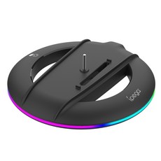 iPega PS5 SLIM PRO 專用 直立散熱充電座 RGB燈條, 黑色, 1個