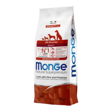 Monge 瑪恩吉 天然呵護 羊肉+米+馬鈴薯 成犬 低敏單一肉源 寵物乾糧 12kg, 1個, 混合口味