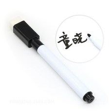 帶刷白板筆 彩色可擦式細字白板筆, 1個, 黑筆, 黑筆