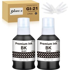 GI-21 잉크 병 캐논 GI21 충전 G1220 G1230 G2260 G2270 G3260 G3262 G3270 G3272 G3290 G4270 G4280검정 1개/청록 1개, 2 Black