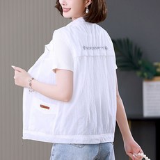 여성용 봄 여름 빅사이즈 캐주얼 베스트 바람막이 자외선 차단 집업 조끼