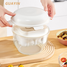 Guayin 대용량 야채탈수기 가정용 만능 오이지 나물 야채 두부 샐러드 음식 짤순이 GYC103, 화이트, 1개