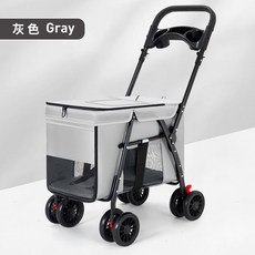 雙層寵物推車遛狗可折疊輕便鋁閤金提籃分離貓咪狗狗外出手推車, W688灰C單層寵物推車, 1個