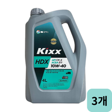 GS칼텍스 킥스 KIXX HDX 10W40 CK4 유로6 디젤 엔진오일, 3개
