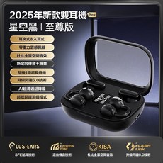 無線藍芽耳機 全新升級二合一耳機 耳夾式 半入耳 超長續航 雙人 降噪 運動競技 藍牙耳機, 星空黑【高清音質】