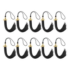 학사 가운 의식용 캡 장식과 호환되는 10Pcs 2026 기념 졸업식 태슬 인조 실크 태슬 참, Black