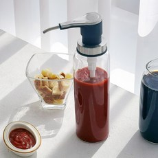 내열유리 펌프 시럽병 500ml 카페 디스펜서 소스병, 내열유리시럽병500ml_화이트