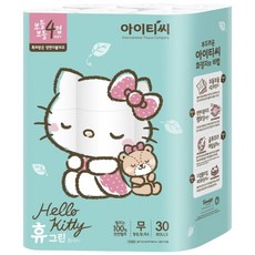 헬로키티 휴그린 보들보들 4겹 롤화장지 22m, 1개, 30롤