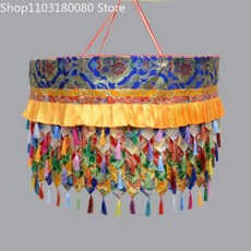 티베트 Fve 색상 DHVAJA 깃발로 덮인 부처님의 패치 튜브 행 배너 호텔 사원 장식 80cm, 02 DIA80cm H60cm A