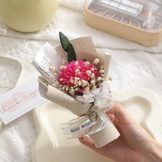 仿真康乃馨玫瑰迷你花束 永生花伴手禮 乾燥花小花束, 玫紅色康乃馨