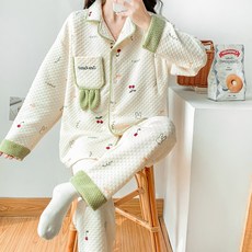 가을겨울 도톰 에어코튼 임산부 잠옷 산모 수유 산후조리 겹겹이