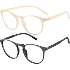 FEIYOLD 블루 라이트 차단 안경 여성/남성용 레트로 라운드 눈의 피로 방지 컴퓨터 게이밍 안경(블랙+베이지)