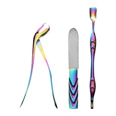 3 Pcs 네일 커터 세트 대형 오프닝 발톱깎이 네일 파일 큐티클 푸셔가있는 스테인레스 스틸 손톱깎이