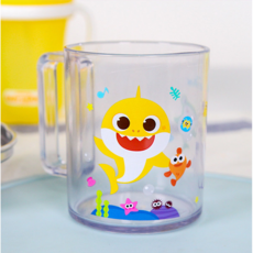 핑크퐁 아기상어 큐티 손잡이컵 300ml 투명 국산, 투명혼합, 1개