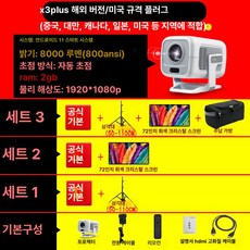 미니 빔프로젝터 플러스 초고화질 휴대용 자취방 거실 학생용 홈시네마 벽투사 TV 연결, 기본구성, X3 2G 대용량 AI 자동 미국, 기본 색상