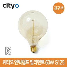 씨티오 필라멘트 엔틱램프 60W G125 전구색, G125-60W 전구색, 1개