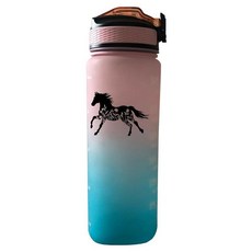 Wisedeal Floral Horse 946.4ml(32온스) 물병 음료 및 빨대를 위한 타임 마커 포함 휴대용 스트랩 누출 방지 BPA 프리 피트니스 체육관 캠핑, 꽃과 말 - 핑크 블루
