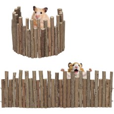 나무 햄스터 울타리 2개 다리 케이지 장식 액세서리 30cm높이 10cm, 11.8in (Natural)