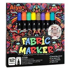 모디안 의류용 DIY 패브릭마커 펜 세트 혼합색상 14.4 x 14.7 x 1.3 cm, 12색, 1세트