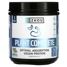 Zhou Nutrition Plant Complete巧克力口味, 500.8克, 1個