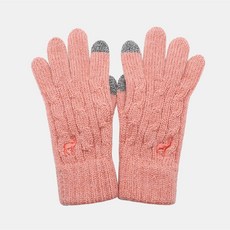 體溫魔術師丨莫蘭迪麻花女士保暖觸控手套 加厚防風 柔軟親膚 靈敏觸控 冬季通勤百搭款, 粉橘, 1個