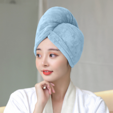 극세사 헤어 타올 머리 빨리 마르는 드라이 수건 2p 세트, 1세트, 블루 2p
