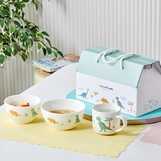 모던하우스 도자기 식기 세트, 디노월드, 공기 + 대접 + 머그, 1세트