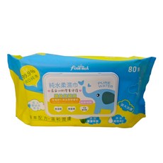 Finetech 純水柔濕巾 80抽, 1個, 長頸鹿80抽