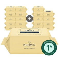 브라운 프리미엄 블루 도톰한 고평량 엠보싱 아기물티슈 캡형, 75g, 72매, 20개