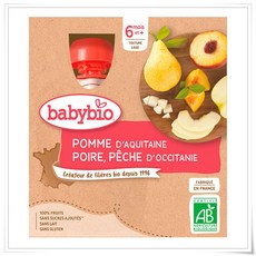 베이비바이오 사과 배 복숭아 퓨레 4개입, 4개, 90g