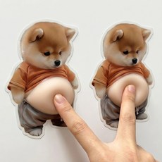 홈베리카 강아지 스퀴시 문콕방지 스티커, 2개, 뱃살시바견